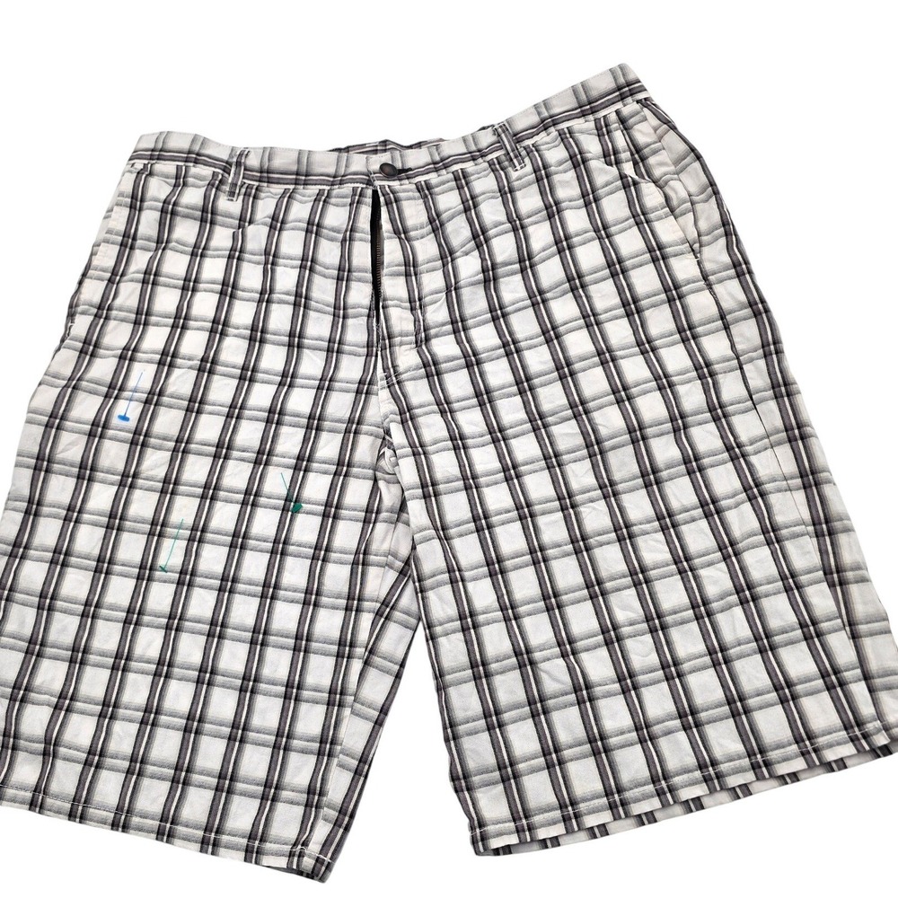 Dickies Plaid Shorts Mens 37 White Grey Black Streetwear Workwear Skater